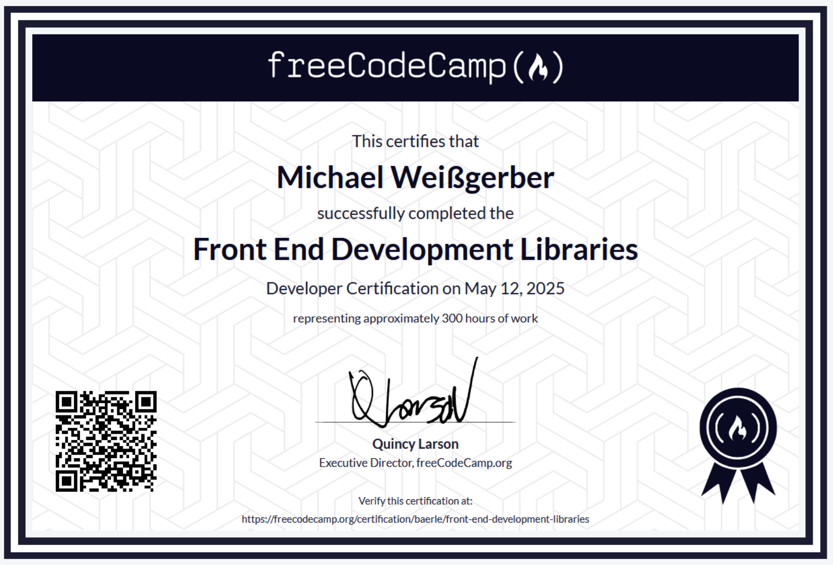 Front End Development Libraries Zertifikat