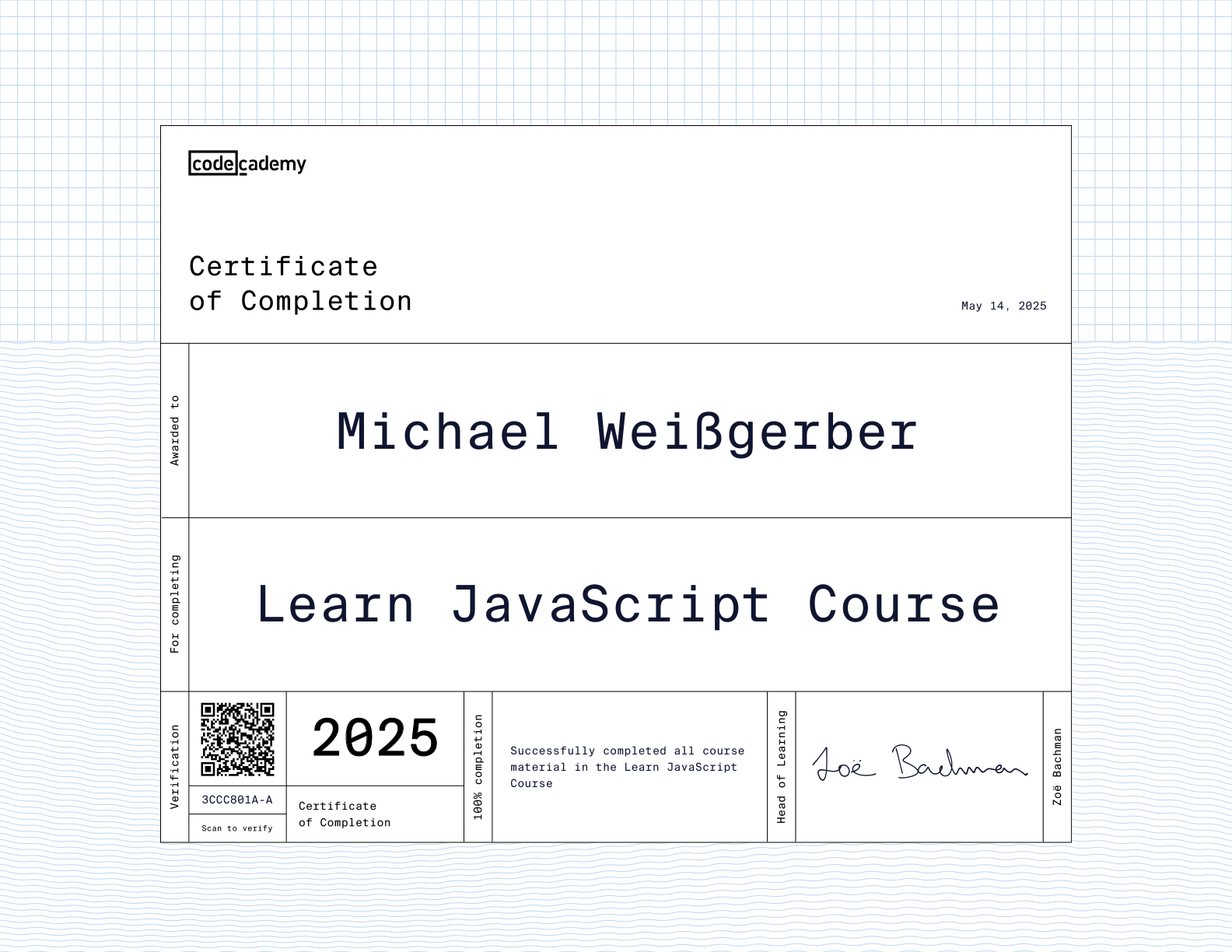 JavaScript Zertifikat